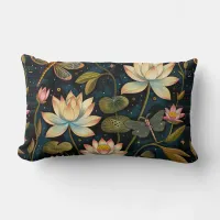 Dreamy Lotus Blossoms Lumbar Throw Pillow