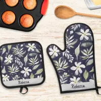 Flowers Leaves Botanical Garden Plants Pretty Oven Mitt & Pot Holder Set