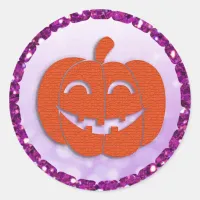 Purple and Orange Halloween Pumpkin Classic Round Sticker