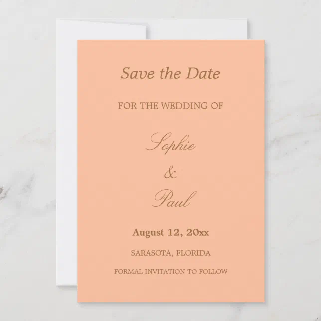 Soft Peach Golden Beige Save the Date