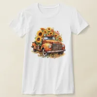 Sunflowers and Rusted Orange Farm Truck T-Shirt