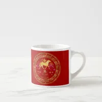 Chinese Zodiac Horse Red/Gold ID542 Espresso Cup