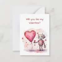 Cute Robot Valentine's Day for Kids Flat Card