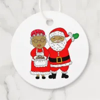 African-American Mr and Mrs Santa Claus to and fro Favor Tags