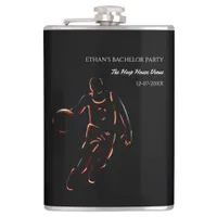 Neon Black Orange Basketball themed party weekend Flask