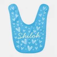 Cute Watercolor Hearts with Custom Name Baby Bib