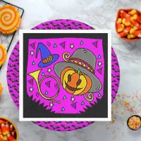 Halloween Party Jack O'Lantern Bugle Purple Paper Napkins