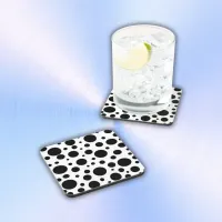 Black Polka Dots on White | Beverage Coaster