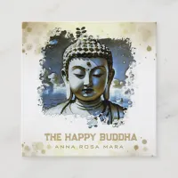 *~* Artsy Buddha QR AP33 QR Logo Blue Square Business Card