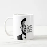 Ukraine President Zelenskyy Half Portrait B&W Art Coffee Mug