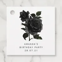 Simplistic Black and White Vintage Rose Favor Tags