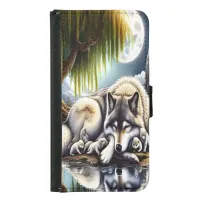 Moonlit Serenity A Slumbering Wolf Samsung Galaxy S5 Wallet Case