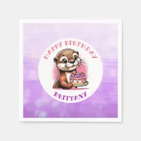 Otter Themed Girl's Birthday Party  Napkins