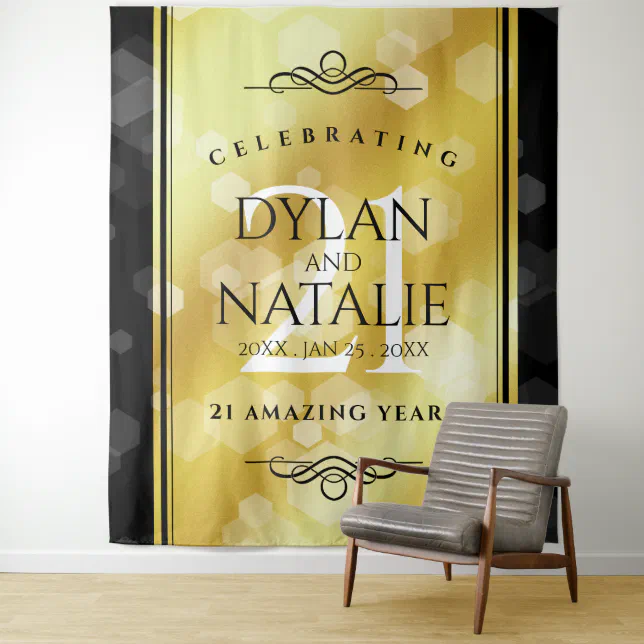 Elegant 21st Brass Wedding Anniversary Celebration Tapestry