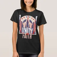 Unity in Faith: A Patriotic Denim Jacket for Women T-Shirt