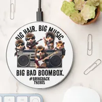 Funny Big Hair Music Boombox Hamster Supergroup Wireless Charger