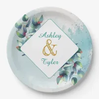 Watercolor Eucalyptus Botanical Wedding   Paper Plates