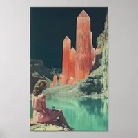 Surreal Woman With Pink Crystal Mountains Poster