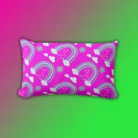 Simple Green Rainbow Boho on Hot Pink | Lumbar Pillow