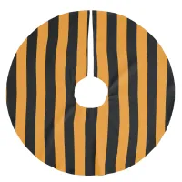 Halloween Orange and Black Stripe Patterned Brushed Polyester Tree Skirt