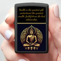 Golden Buddha in serene meditation.  Zippo Lighter