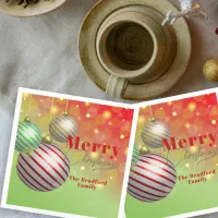 Festive Christmas Ornaments Twinkling Gold Lights Napkins