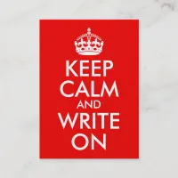 Keep Calm and Write On Business Card