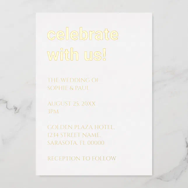 Simple Stylish Wedding Foil Invitation