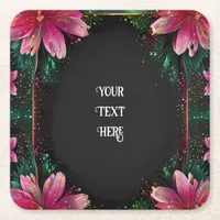 Blossoming Romance: A Full Floral Wedding Theme Square Paper Coaster