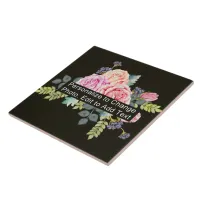 Custom Personalized Floral Photo Artwork Name Text Ceramic Tile