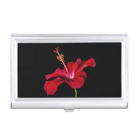 Red Hibiscus Flower Side View Business Card Case