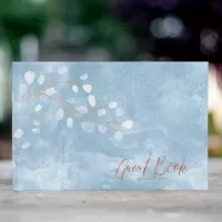 Watercolor Snowdrops Wedding Dusty Blue ID726 Guest Book