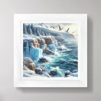 Winter Coastal Beach Art for Small Spaces Framed Art