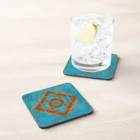 Southwest Mountain Peaks Turquoise Geometric Beverage Coaster