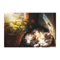 Napping Kittens in the Garden Shed Oil Painting Canvas Print