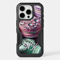 Pretty Macaron Bling Monogrammed iPhone 16 Pro Case