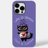 Life is Better with Cats and Coffee Cat Hearts Case-Mate iPhone 14 Pro Max Case