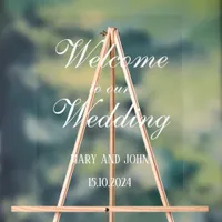 Calligraphy white Elegant script wedding welcome Acrylic Sign