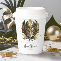 Masquerade Motif Sweet 16 Black Gold ID1032 Paper Cups