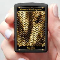 Intricate golden snake skin patterns zippo lighter