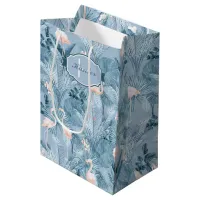 Flamingo Orchid Tropical Pattern Blue ID868 Medium Gift Bag