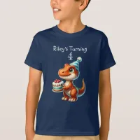 Birthday Boy T-rex Dinosaur Name and Age T-Shirt