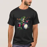 Funny Cartoon Frog Playing Drums T-Shirt