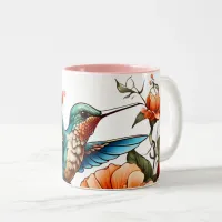 Cute Hummingbird design  Two-Tone Coffee Mug