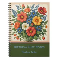 Vintage Style Flower Bouquet | Birthday Gift Log Notebook