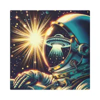 Astronaut with a Reflection of a UFO  Metal Print