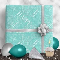 Birthday Word Cloud Grandpa Teal ID276 Wrapping Paper