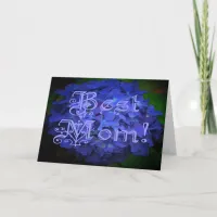 Best Mom with Blue Flower Background Card