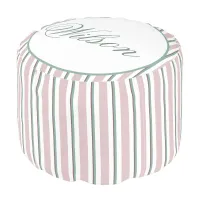 Briannamae Pink and Green Stripe Round Pouf