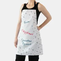 Winter snowflakes and dots pattern apron